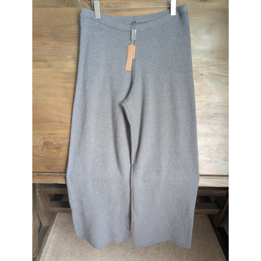 NWT Skims Relaxed Pants Womens Medium Dark Gray Textured Knit Elastic Waistband